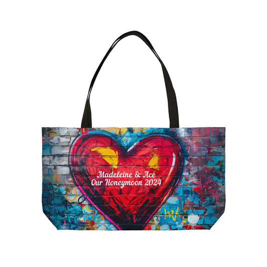 Custom Personalized Graffiti Heart Weekender Tote Bag