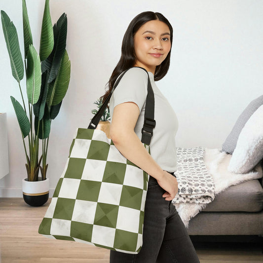 Checkered Adjustable Tote Bag