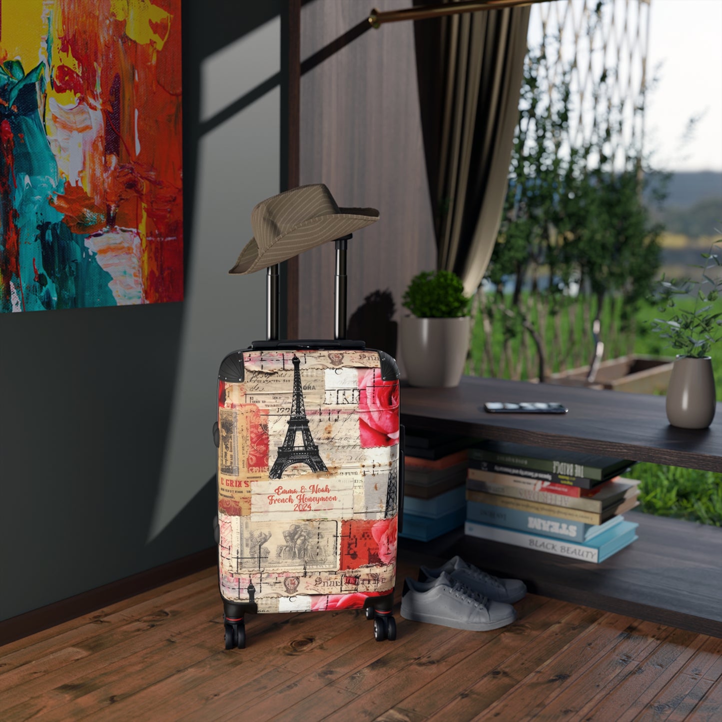 Personalized Vintage France Inspired Stylish & Unique Hard-Shell Suitcase: Durable, Lightweight, Expandable Luggage with 360° Swivel Wheels & Secure Lock for Fashion-Forward Travelers, Free US Shipping