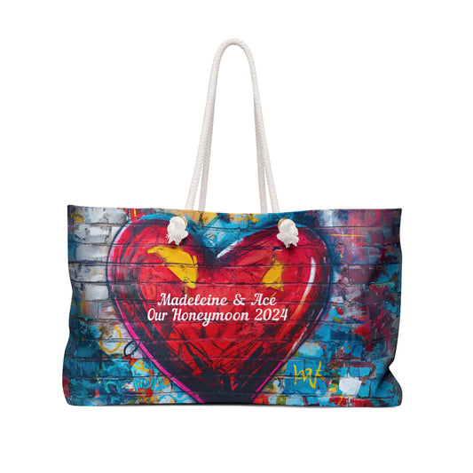 Custom Personalized Graffiti Heart Large Weekender Tote Bag