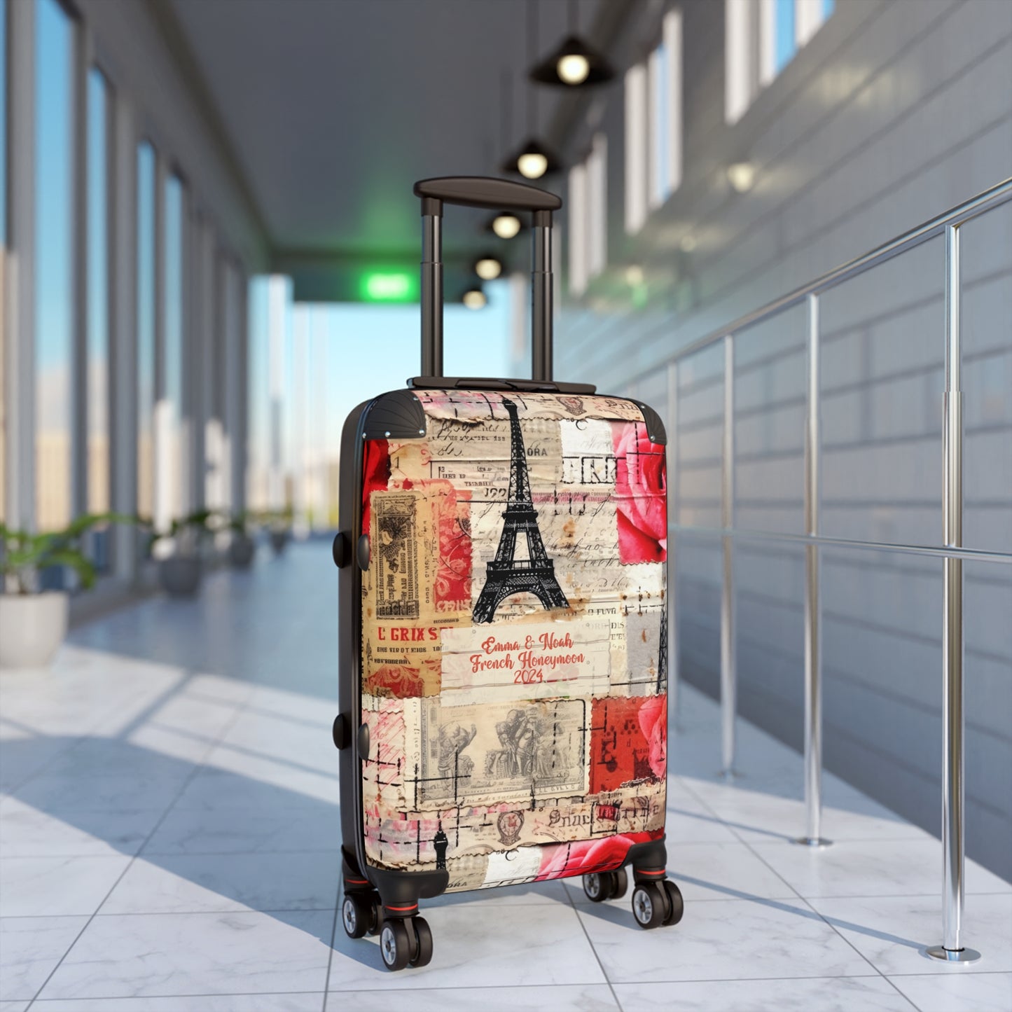 Personalized Vintage France Inspired Stylish & Unique Hard-Shell Suitcase: Durable, Lightweight, Expandable Luggage with 360° Swivel Wheels & Secure Lock for Fashion-Forward Travelers, Free US Shipping