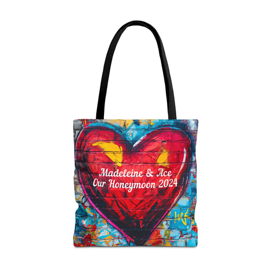 Custom Personalized Graffiti Heart Tote Bag