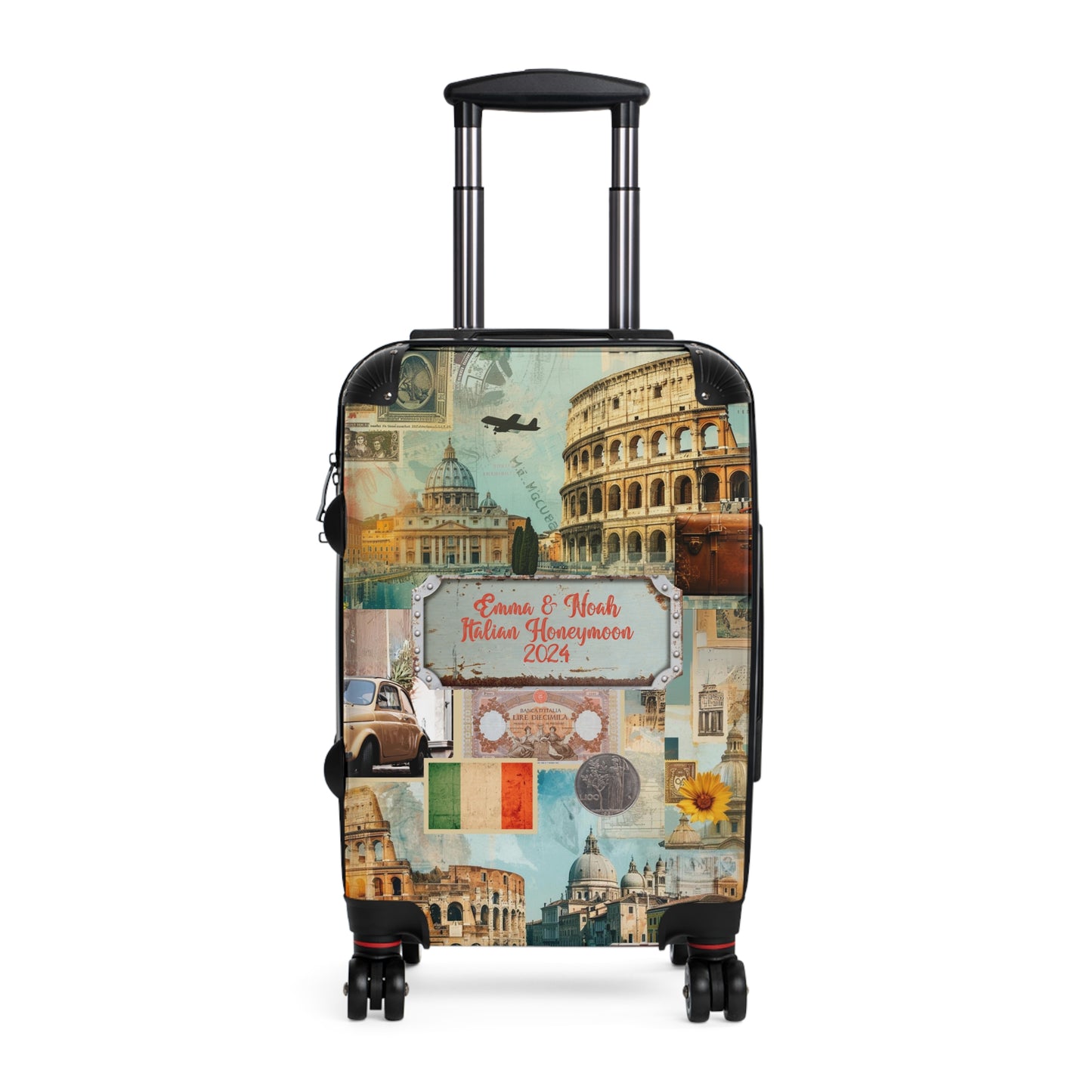 Personalized Vintage Italy Inspired Stylish & Unique Hard-Shell Suitcase: Durable, Lightweight, Expandable Luggage with 360° Swivel Wheels & Secure Lock for Fashion-Forward Travelers, Free US Shipping