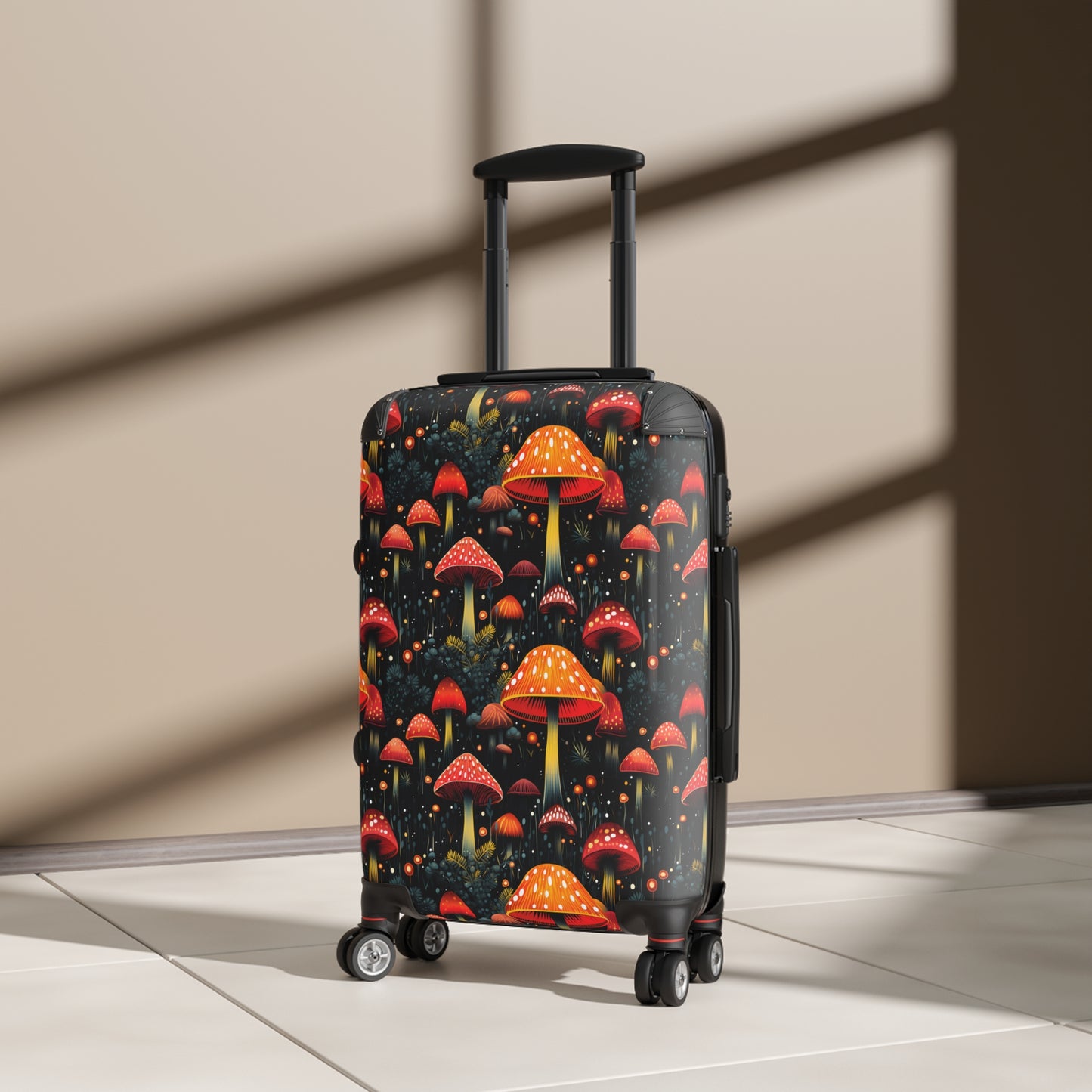 Psychedelic Mushrooms Stylish & Unique Hard-Shell Suitcase: Durable, Lightweight, Expandable Luggage with 360° Swivel Wheels & Secure Lock for Fashion-Forward Travelers, Free US Shipping